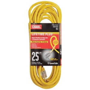 Power Cord Cooper Cable - 125VAC Cooper Cable - 15A Cooper Cable - Copper Cooper Cable - 3 Conductors Cooper Cable - Male to Female Cooper Cable - Yellow Cable