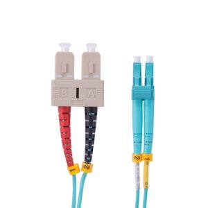 OM3 LC/UPC - SC/UPC Multi Mode Duplex Fiber Optic Patch Cable - 8m