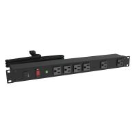 15A 6 Outlet Strip w/ switch, 6 ft. cord - Surge Protect - Outlets Front - Black - Rack Mount Basic PDU (1582 Series)