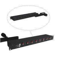 19-inch Rack Mount Outlet Strip, 20A, 8 Switches & 8 Outlets, 15 ft cord, Black - Individually Switched Rackmount Basic PDU (1583-9W Series)