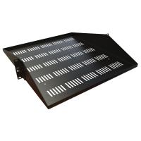 2U 19.5in Depth Vented Centered Rack Shelf - Black - 200 lbs rated - Centered Rack Shelf 2U Heavy Duty 200 lb Steel Rack Shelf (DNDM Series)