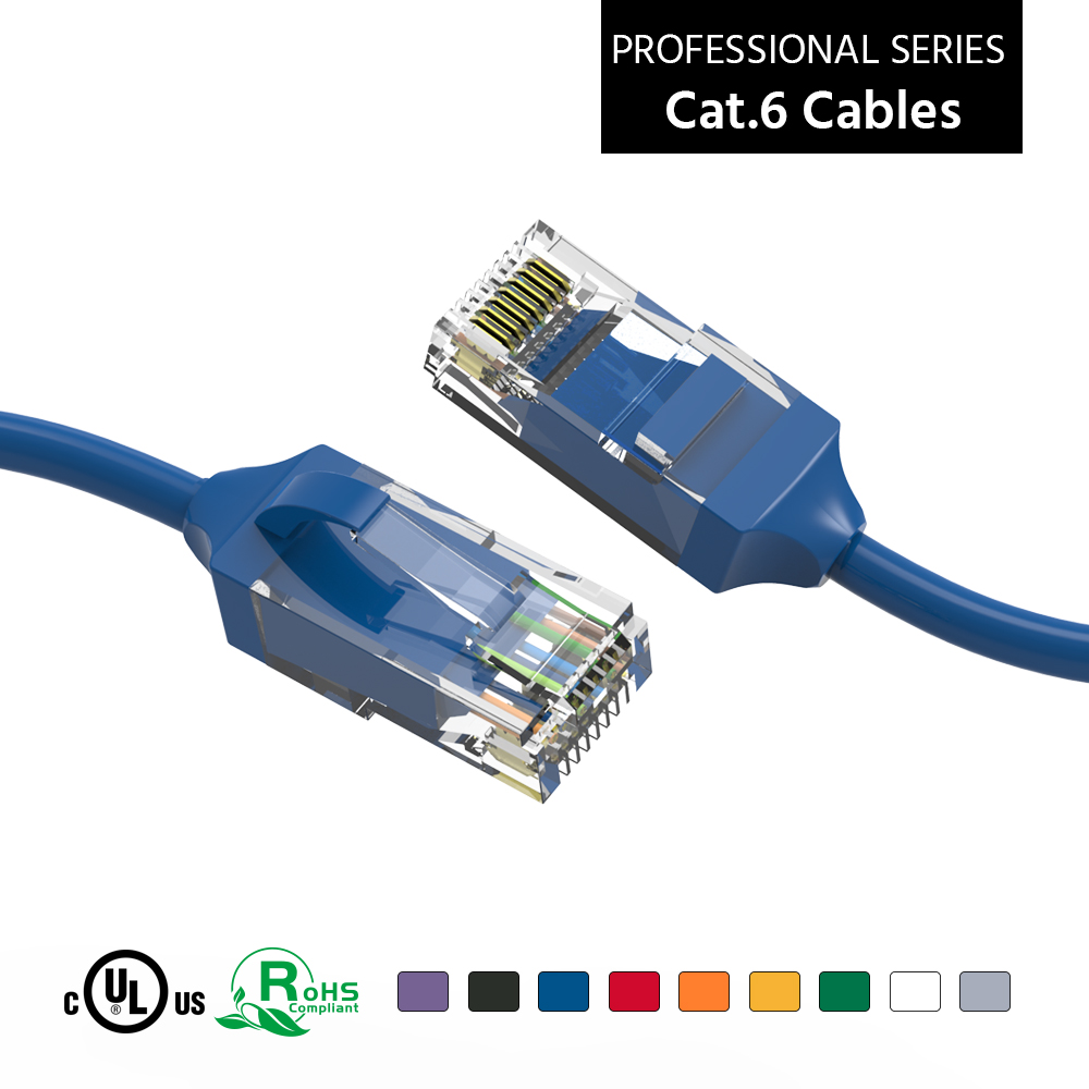 9Ft CAT6 28AWG Slim Ethernet Network Cable Blue 1.5Ft CAT6 28AWG Slim Ethernet Network Cable Blue - Image 1