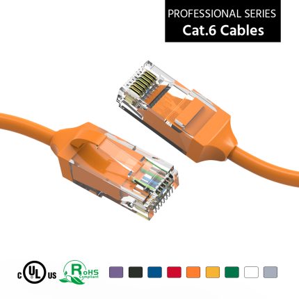 4Ft CAT6 28AWG Slim Ethernet Network Cable Orange