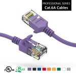 0.5Ft CAT6A UTP Slim Ethernet Network Booted Cable 28AWG Purple