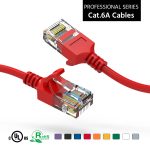 0.5Ft CAT6A UTP Slim Ethernet Network Booted Cable 28AWG Red