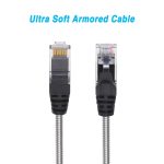 25FT CAT6A Patch Cable Stainless Metal Armored Anti-Rodent Slim 28AWG - Image 2