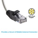 25FT CAT6A Patch Cable Stainless Metal Armored Anti-Rodent Slim 28AWG - Image 3