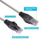 25FT CAT6A Patch Cable Stainless Metal Armored Anti-Rodent Slim 28AWG - Image 4
