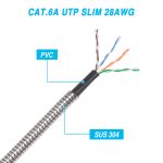 65FT CAT6A Patch Cable Stainless Metal Armored Anti-Rodent Slim 28AWG - Image 5