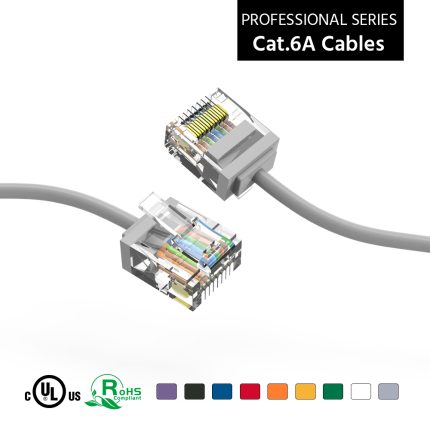 5Ft CAT6A UTP Super-Slim Ethernet Network Cable 32AWG Gray