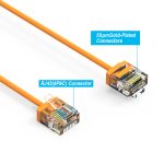 2Ft CAT6A UTP Super-Slim Ethernet Network Cable 32AWG Orange - Image 3