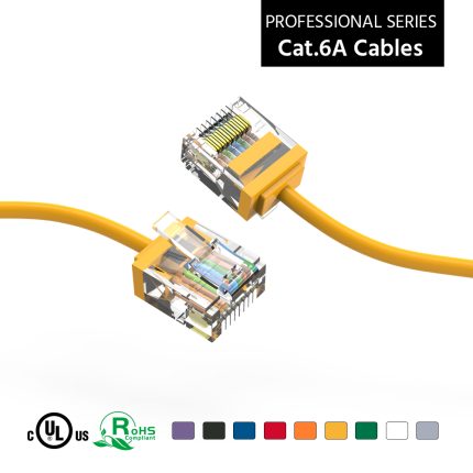 2Ft CAT6A UTP Super-Slim Ethernet Network Cable 32AWG Yellow
