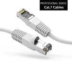50Ft Cat7 Shielded (S/FTP) 600MHz Ethernet Network Booted Cable White