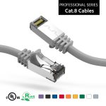 10Ft Cat.8 S/FTP Ethernet Network Cable Gray 26AWG