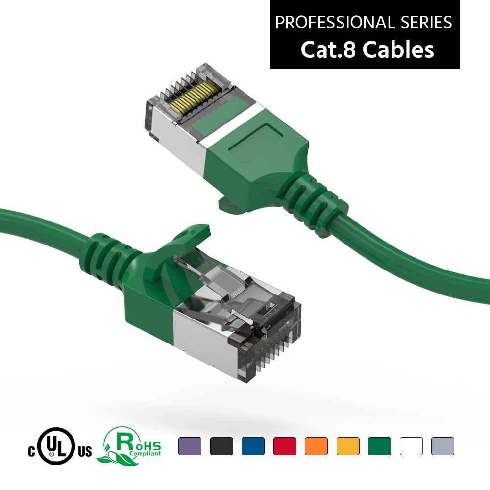 7Ft Cat.8 U/FTP Slim Ethernet Network Cable Green 30AWG 5Ft Cat.8 U/FTP Slim Ethernet Network Cable Green 30AWG - Image 1