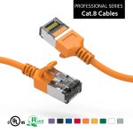 5Ft Cat.8 U/FTP Slim Ethernet Network Cable Orange 30AWG