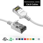 3Ft Cat.8 U/FTP Slim Ethernet Network Cable White 30AWG