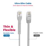 0.75Ft CAT6A UTP Bendable Slim Ethernet Network Cable 28AWG Gray - Image 2