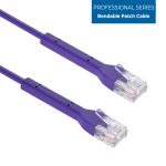 0.5Ft CAT6A UTP Bendable Slim Ethernet Network Cable 28AWG Purple