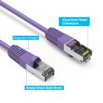 1Ft Cat5E Shielded (FTP) Ethernet Network Booted Cable Purple - Image 2