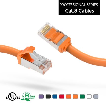 7Ft Cat.8 S/FTP Ethernet Network Cable Orange 28AWG