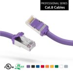 0.5Ft Cat.8 S/FTP Ethernet Network Cable Purple 28AWG