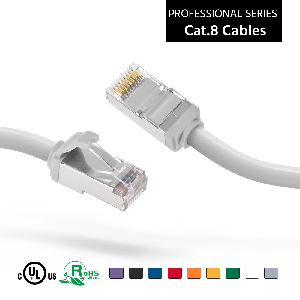 7Ft Cat.8 S/FTP Ethernet Network Cable White 28AWG 7Ft Cat.8 S/FTP Ethernet Network Cable White 28AWG - Image 1