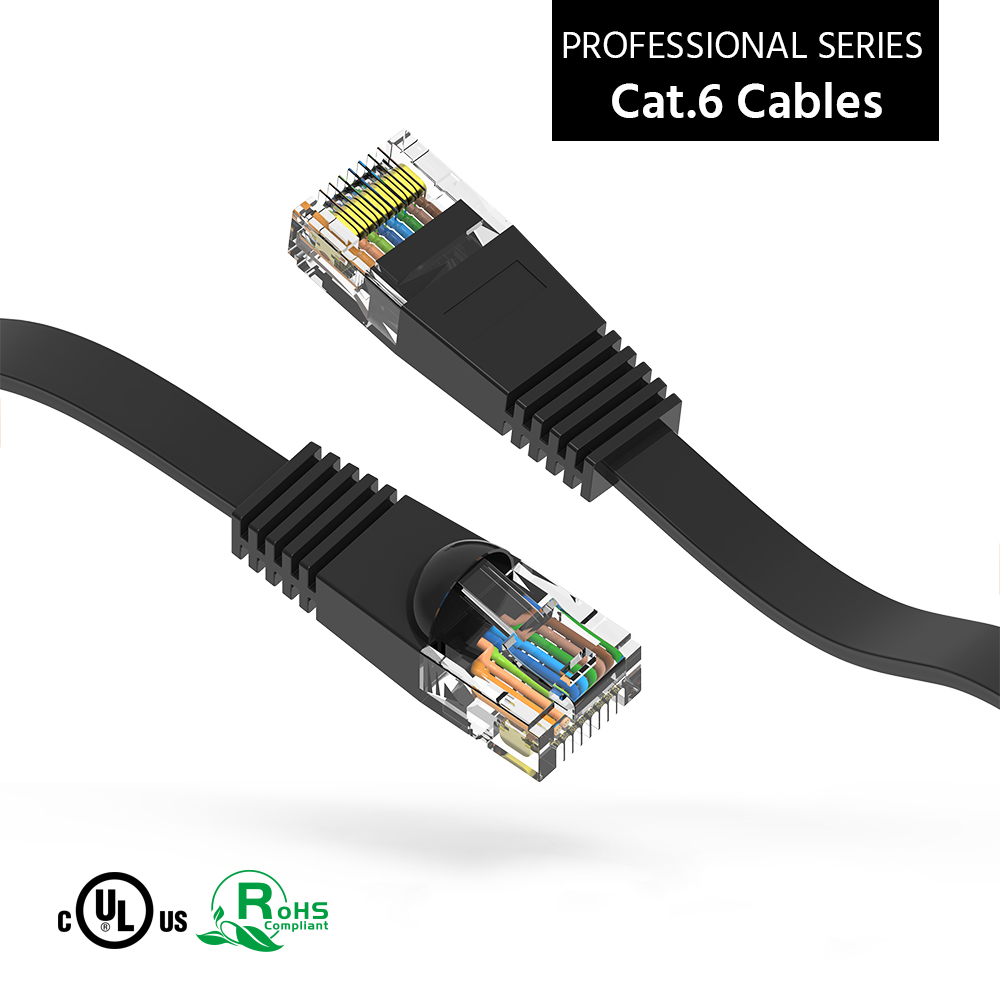 1.5Ft CAT6 Flat Ethernet Network Cable Black 1.5Ft CAT6 Flat Ethernet Network Cable Black - Image 1
