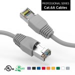 35Ft CAT6A Shielded (S/FTP) Ethernet Network Booted Cable Gray
