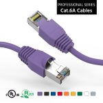 50Ft CAT6A Shielded (S/FTP) Ethernet Network Booted Cable Purple