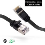 1Ft CAT6 U/FTP Flat Ethernet Network Cable Black 30AWG