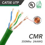 1000ft Cat.5e UTP 24AWG Solid CMR Bulk Cable Green, UL Listed - Image 2