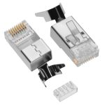 RJ45 CAT6 Shielded Plug Solid 50Micron 1.5mm dia 3 Prong w/Inserter 100pk