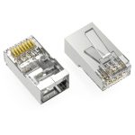 RJ45 CAT6A STP 100-Pack Feed Through Plug for Solid and Stranded 3-Prong 50 Micron