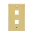 2Port Keystone Wallplate Ivory Smooth Face