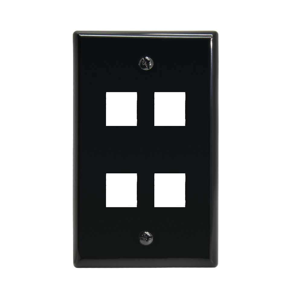 4Port Keystone Wallplate Black Smooth Face 4Port Keystone Wallplate Black Smooth Face - Image 1