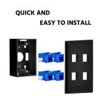 4Port Keystone Wallplate Black Smooth Face - Image 2