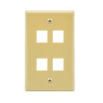 4Port Keystone Wallplate Ivory Smooth Face