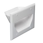 3-Gang Recessed Low Voltage Cable Plate, White