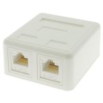 CAT6 2Port Surface Mount Box with White Keystone Jacks Built-in