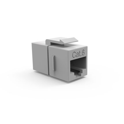 CAT6 Inline Coupler w/Keystone Latch Gray