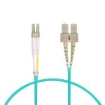 1m LC/UPC-SC/UPC OM3 Multimode Duplex OFNR 2.0mm Aqua Fiber Optic Patch Cable - Image 3