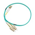 1m LC/UPC-SC/UPC OM3 Multimode Duplex OFNR 2.0mm Aqua Fiber Optic Patch Cable - Image 4