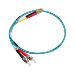 1m LC/UPC-ST/UPC OM3 Multimode Duplex OFNR 2.0mm Aqua Fiber Optic Patch Cable - Image 4