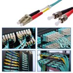 1m LC/UPC-ST/UPC OM3 Multimode Duplex OFNR 2.0mm Aqua Fiber Optic Patch Cable - Image 5