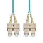 1m SC/UPC-SC/UPC OM3 Multimode Duplex OFNR 2.0mm Aqua Fiber Optic Patch Cable - Image 2