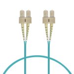 1m SC/UPC-SC/UPC OM3 Multimode Duplex OFNR 2.0mm Aqua Fiber Optic Patch Cable - Image 3