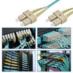 1m SC/UPC-SC/UPC OM3 Multimode Duplex OFNR 2.0mm Aqua Fiber Optic Patch Cable - Image 5