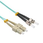 3m SC/UPC ST/UPC OM3 Multimode Duplex Aqua Fiber Optic Patch Cable