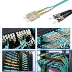 2m SC/UPC ST/UPC OM3 Multimode Duplex Aqua Fiber Optic Patch Cable - Image 5